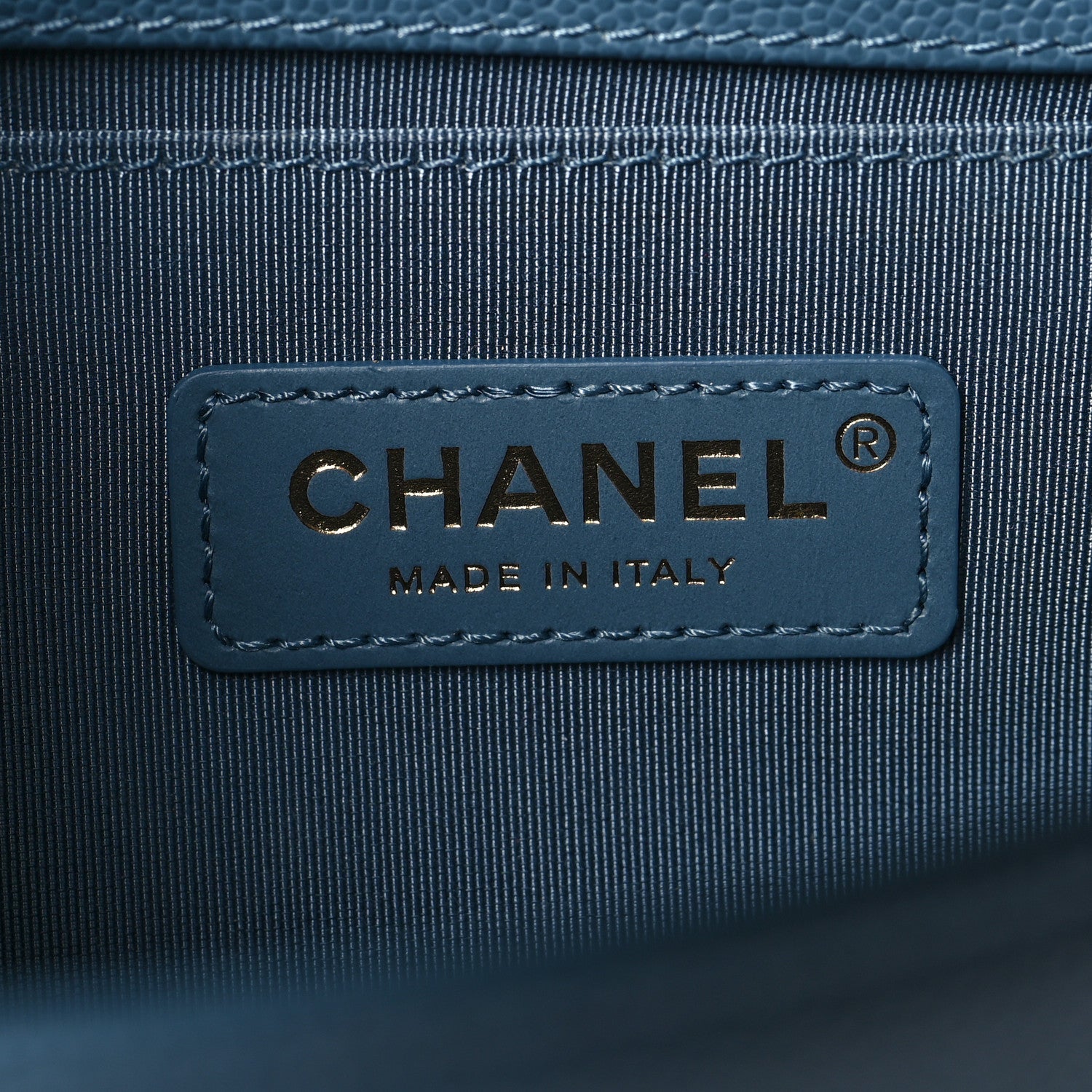 Chanel Caviar Chevron Quilted Medium Boy Flap Blue 6 of 11