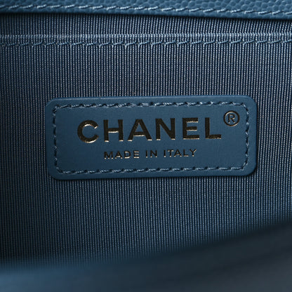 Chanel Caviar Chevron Quilted Medium Boy Flap Blue 6 of 11