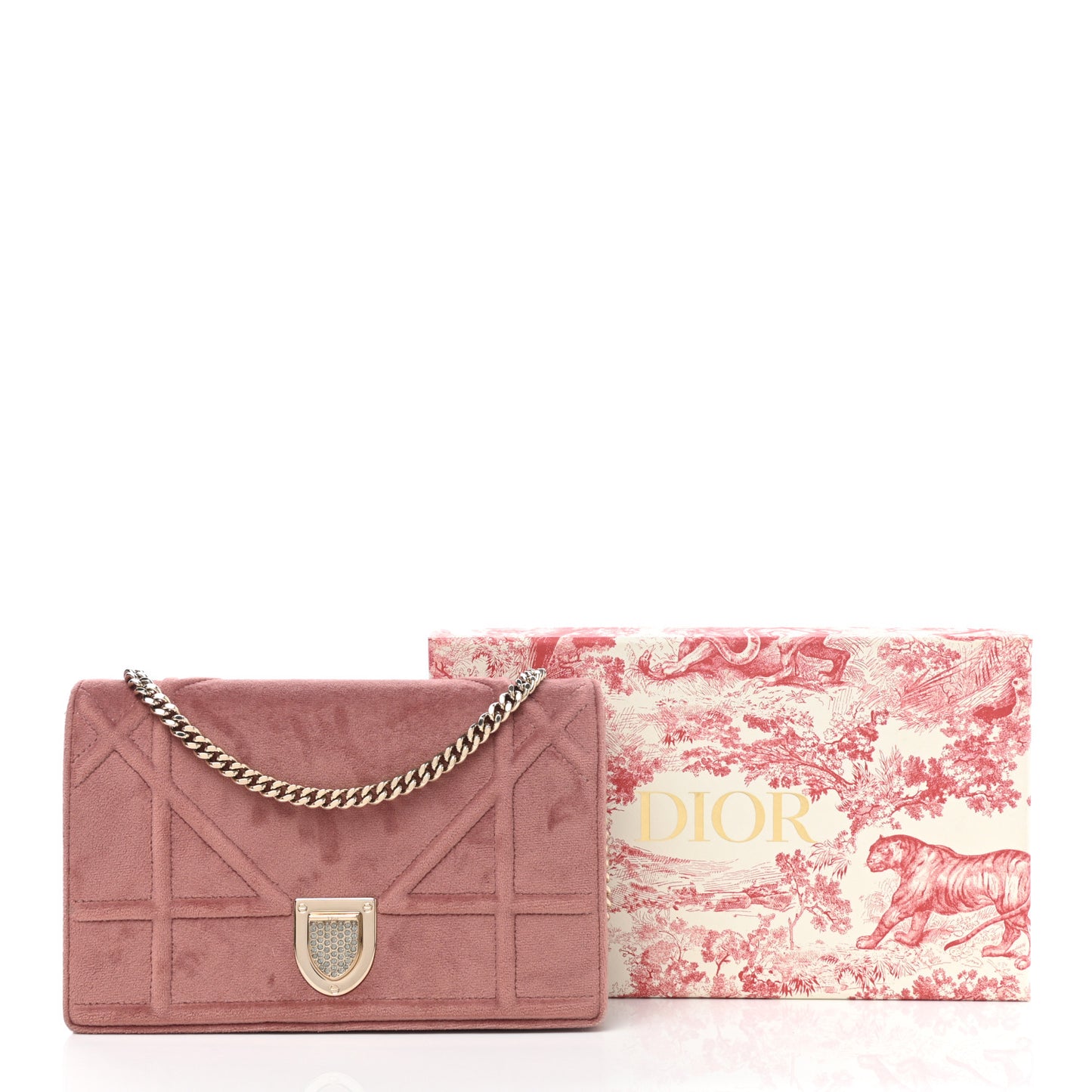 Velvet Diorama Wallet on Chain Pouch Pink