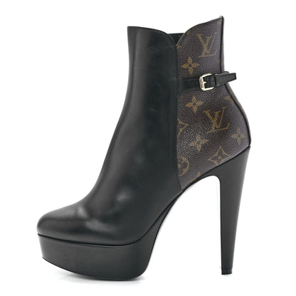 Louis Vuitton Calfskin Monogram Afterglow Platform Ankle Boots 40 Black 1 of 8