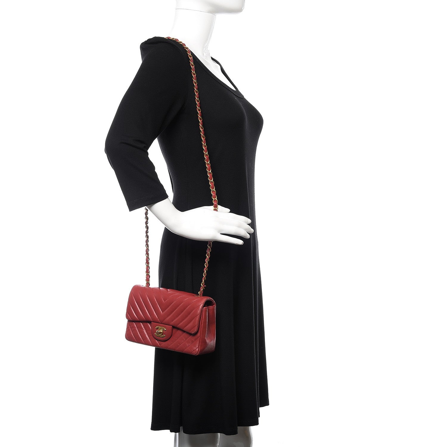 Chanel Lambskin Chevron Quilted Mini Rectangular Flap Red 2 of 13