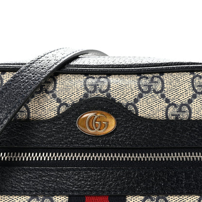 Gucci GG Supreme Monogram Textured Dollar Calfskin Web Mini Ophidia Shoulder Bag Beige Blue 7 of 10