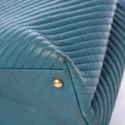 Chanel Wrinkled Lambskin Chevron Quilted Surpique Tote Turquoise 11 of 17