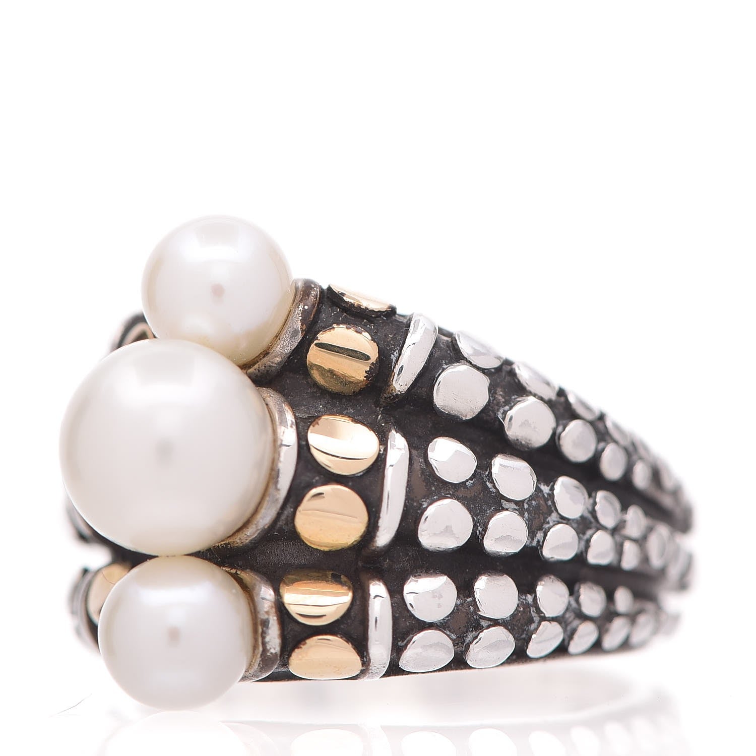 John Hardy Sterling Silver 18K Yellow Gold Pearl Dot Ring 54.14 7 3 of 5