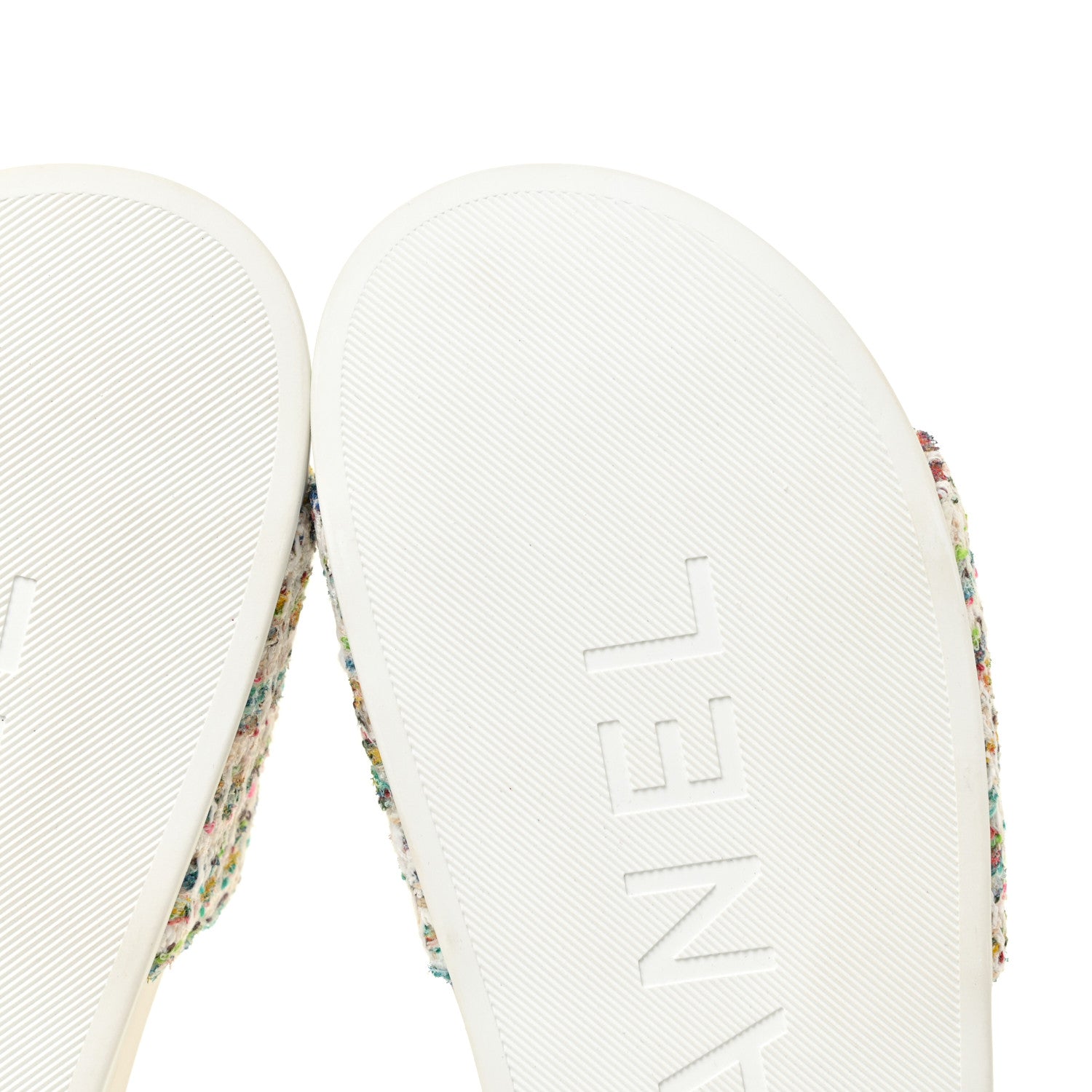 Chanel Tweed Grosgrain Camellia CC Flat Mules 41 Ecru Green Ivory 9 of 13