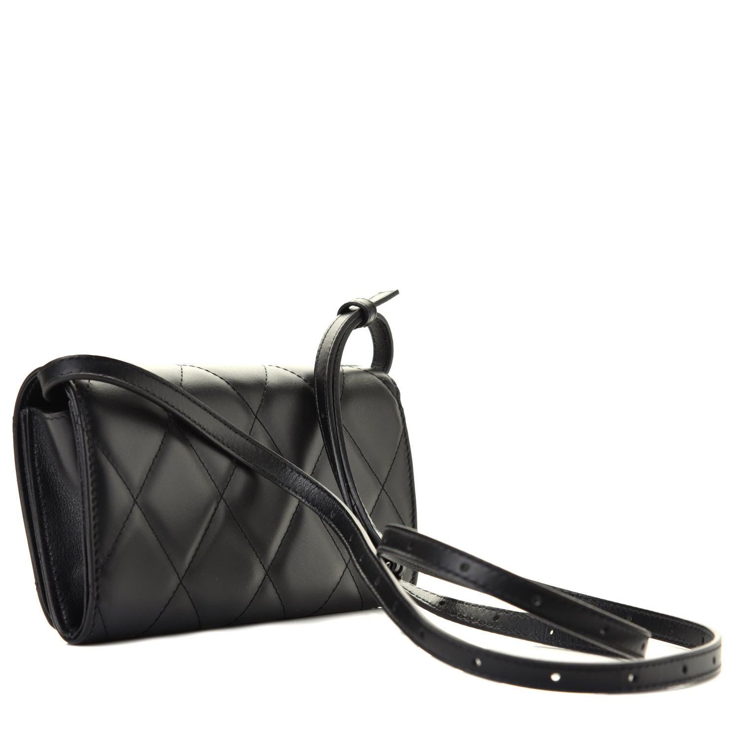 Balenciaga Nappa Calfskin Quilted Touch B Phone Holder With Strap Black 3 of 4
