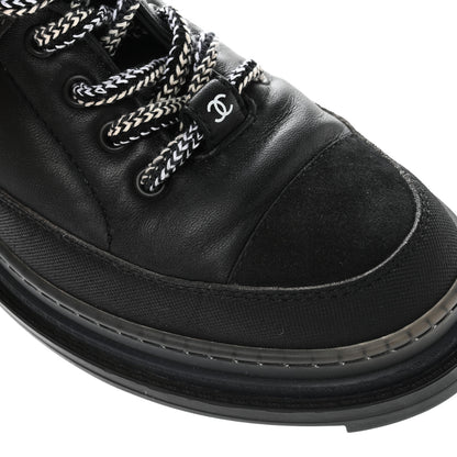 Chanel Lambskin Shearling Suede CC High Lace Up Boots 38 Black 23 of 27
