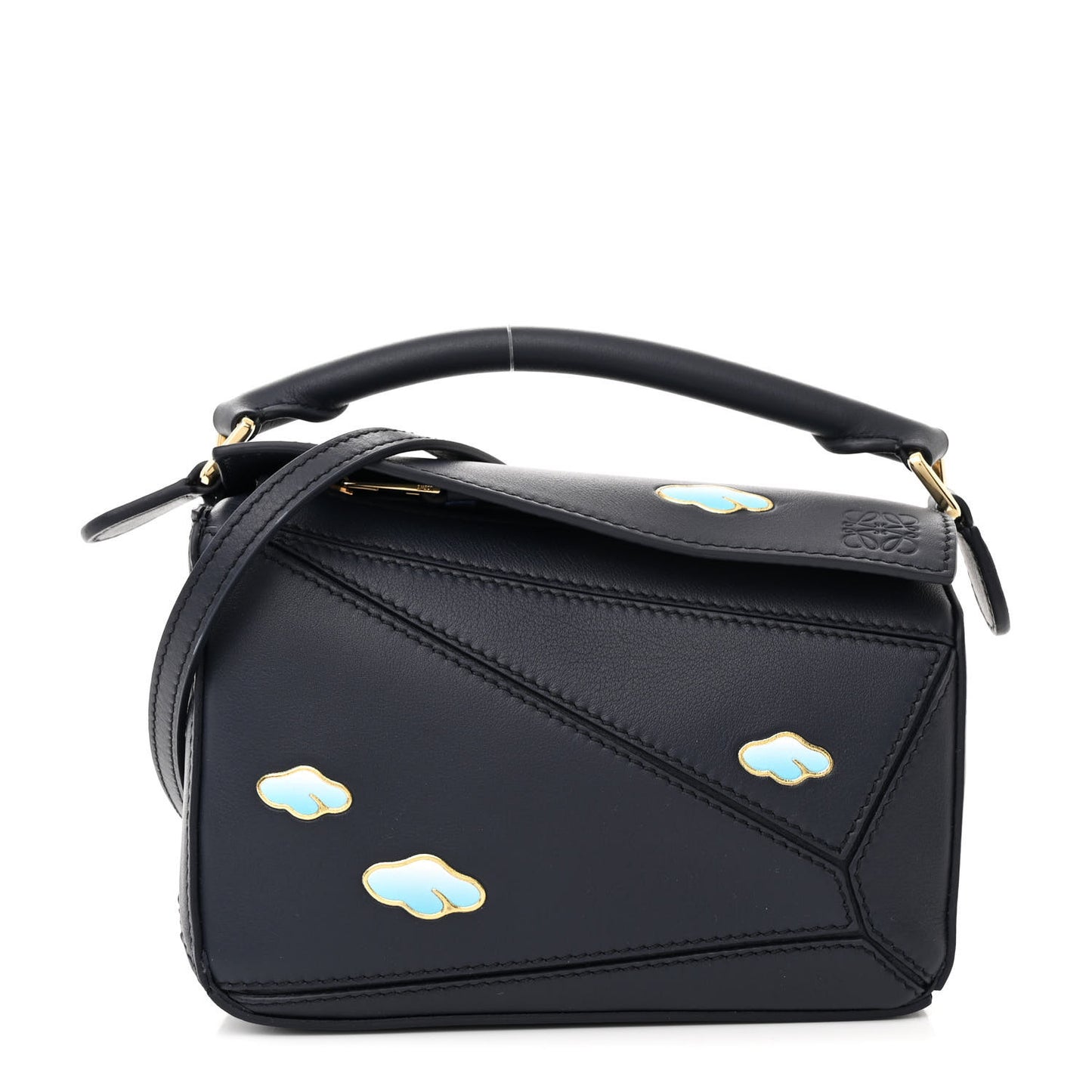 Calfskin New Year Mini Puzzle Bag Dark Ink