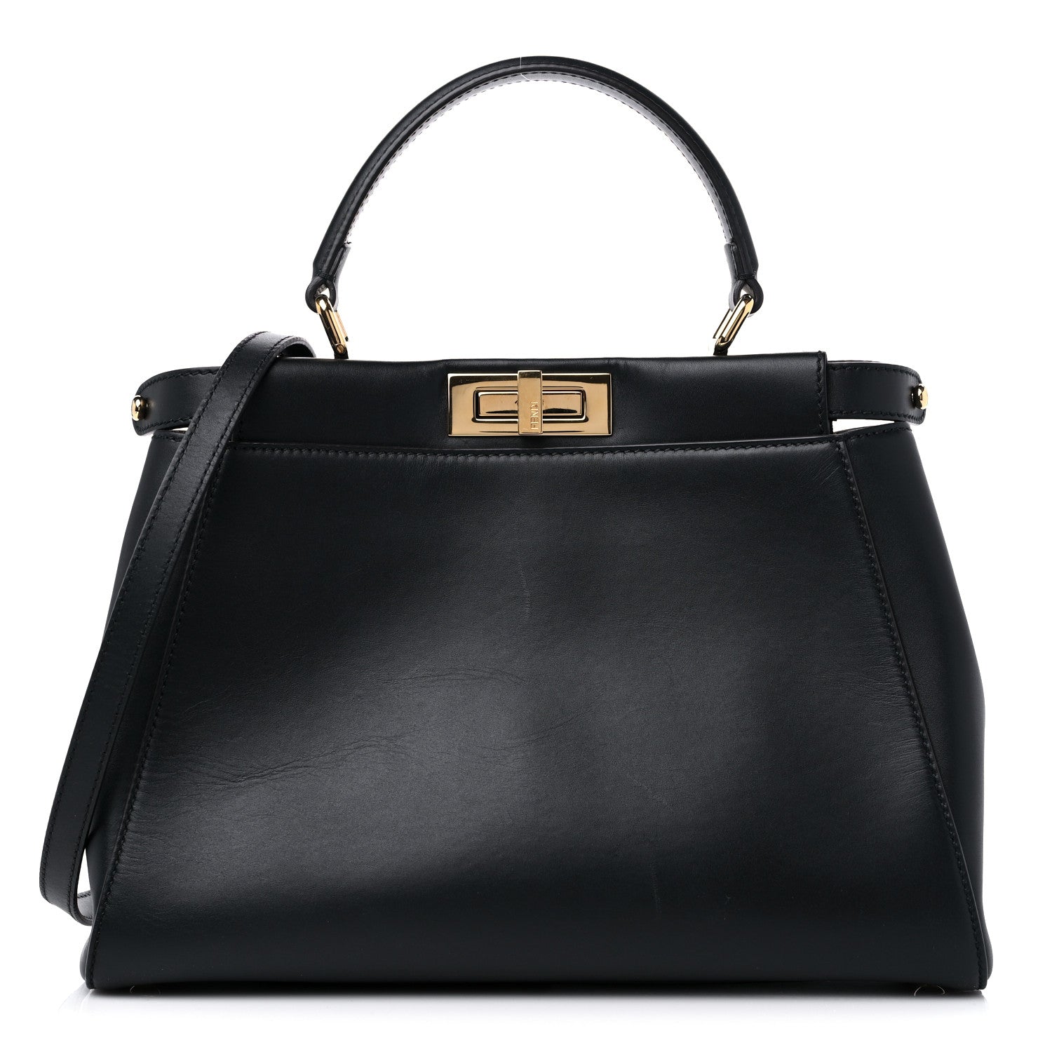Fendi Vitello Morgan Fabric Jacquard Pequin Medium Peekaboo Iconic Satchel Black Tobacco 1 of 15