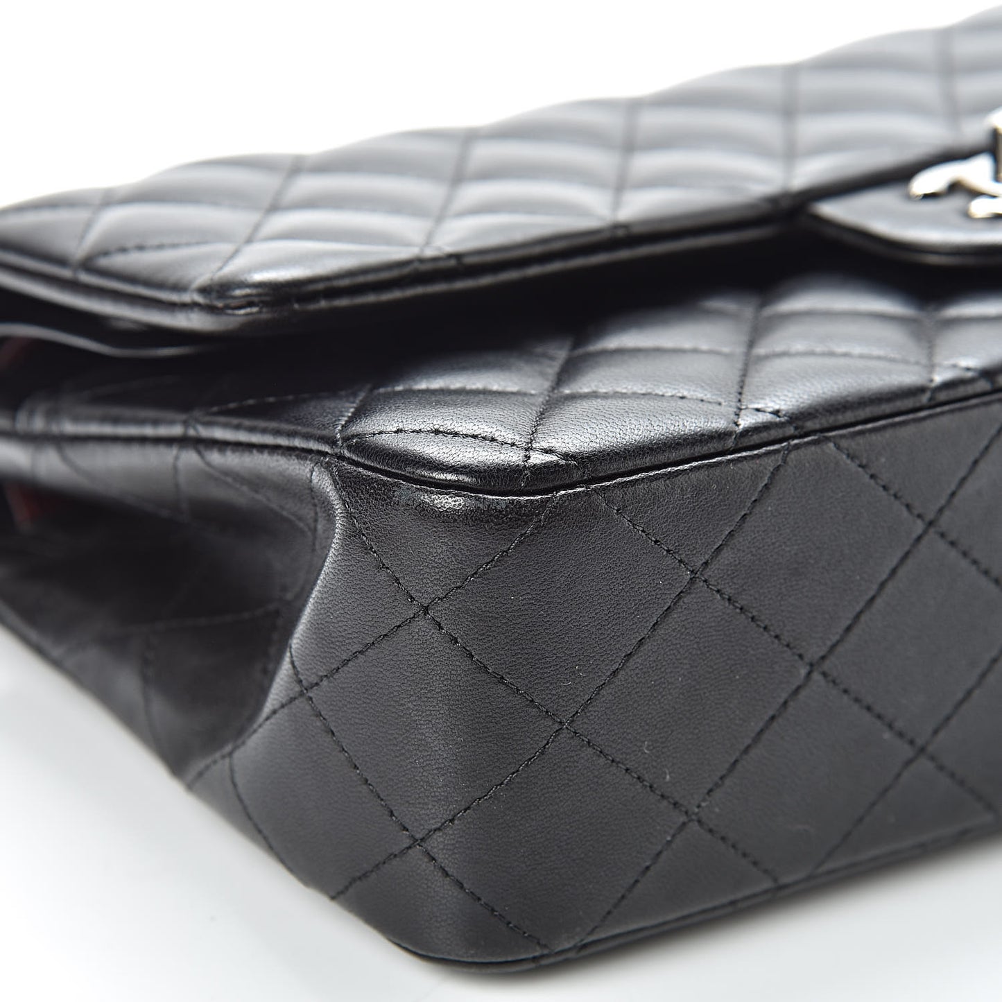 Lambskin Quilted Medium Double Flap Black