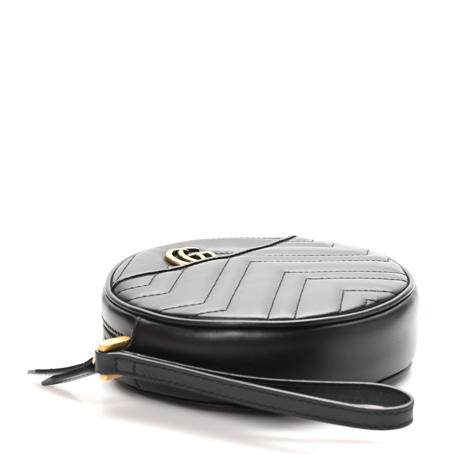 Gucci Calfskin Matelasse GG Marmont Round Wrist Wallet Black 4 of 9
