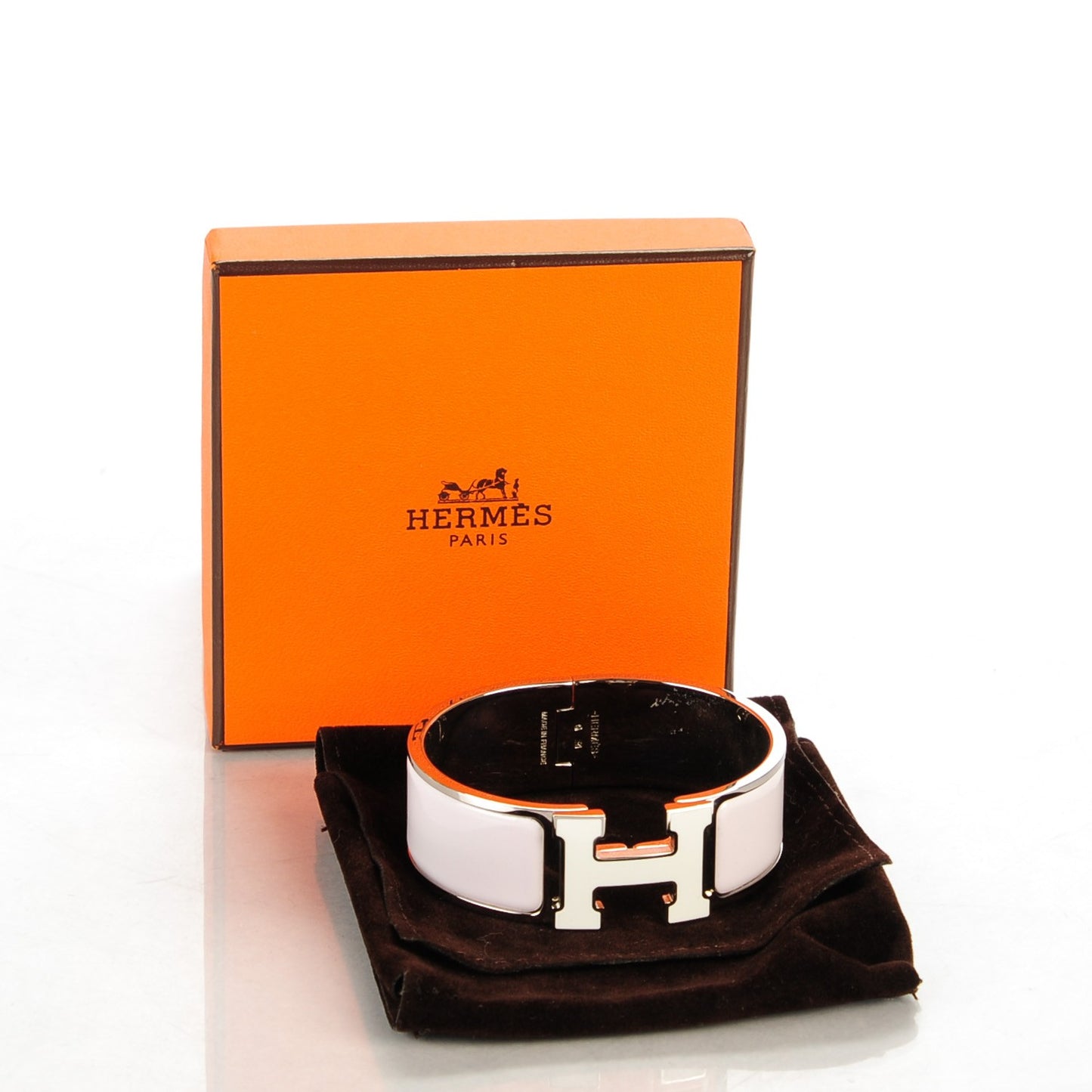 Enamel Wide Clic Clac H Bracelet GM Rose Nymph White