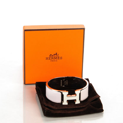 Hermes Enamel Wide Clic Clac H Bracelet GM Rose Nymph White 6 of 6