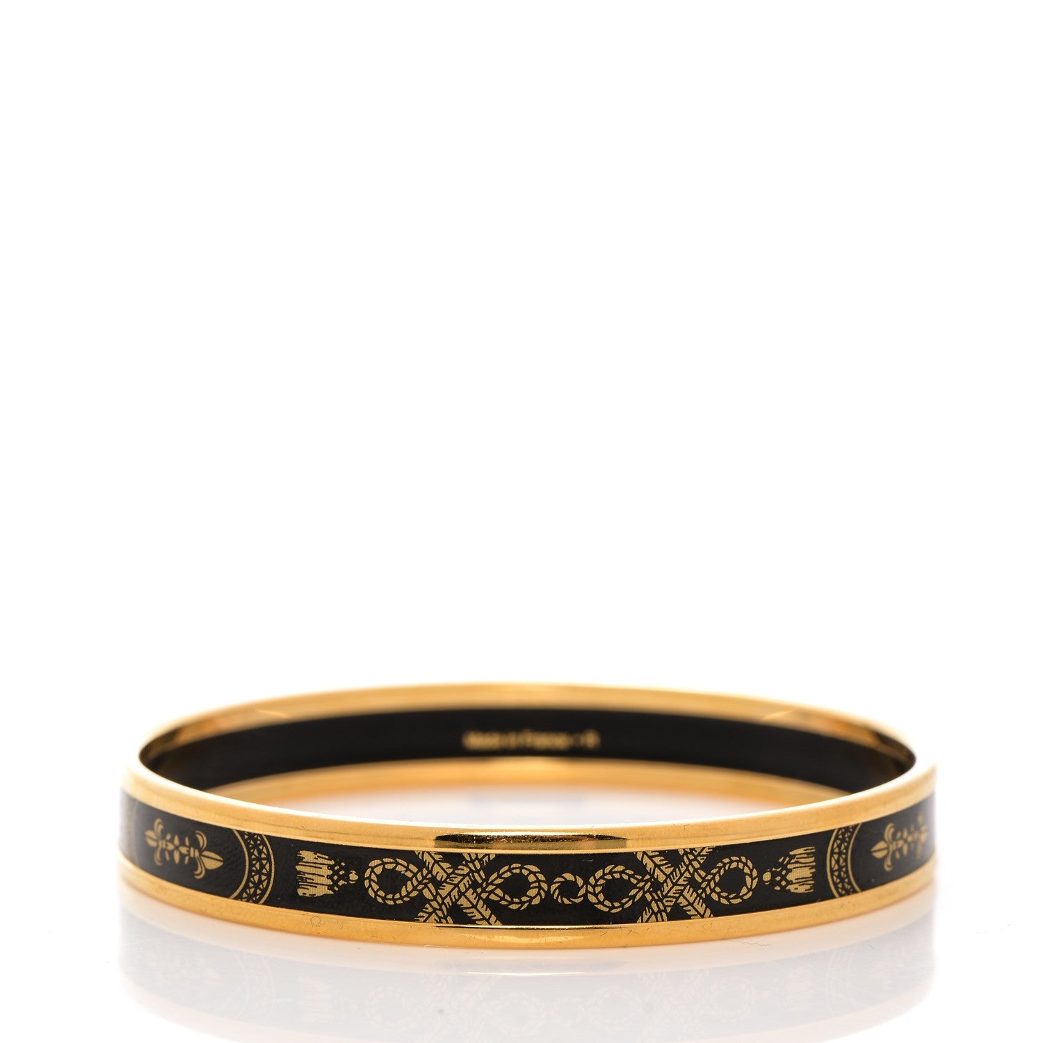 Hermes Enamel Printed Grand Apparat Narrow Bracelet 65 Black 3 of 6
