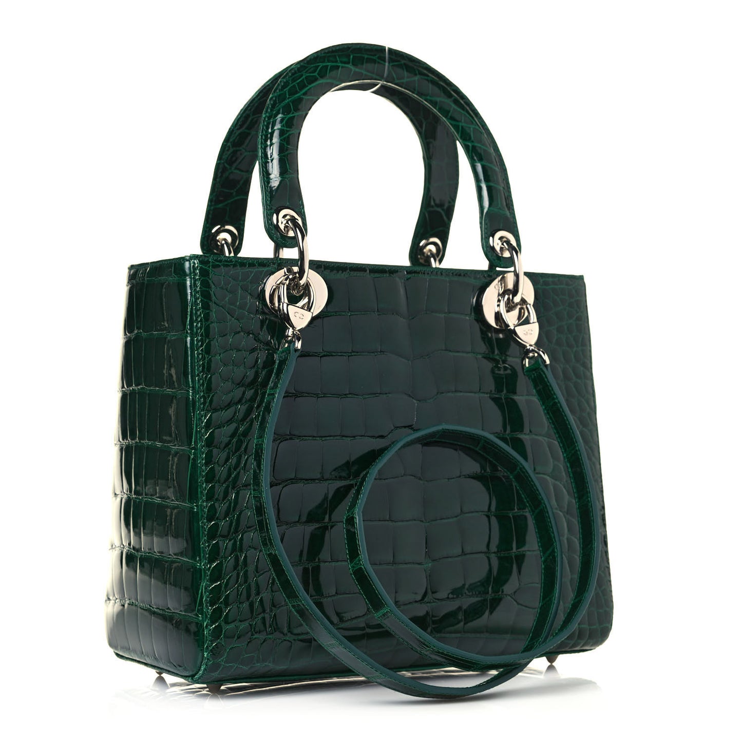 Alligator Medium Lady Dior Dark Green