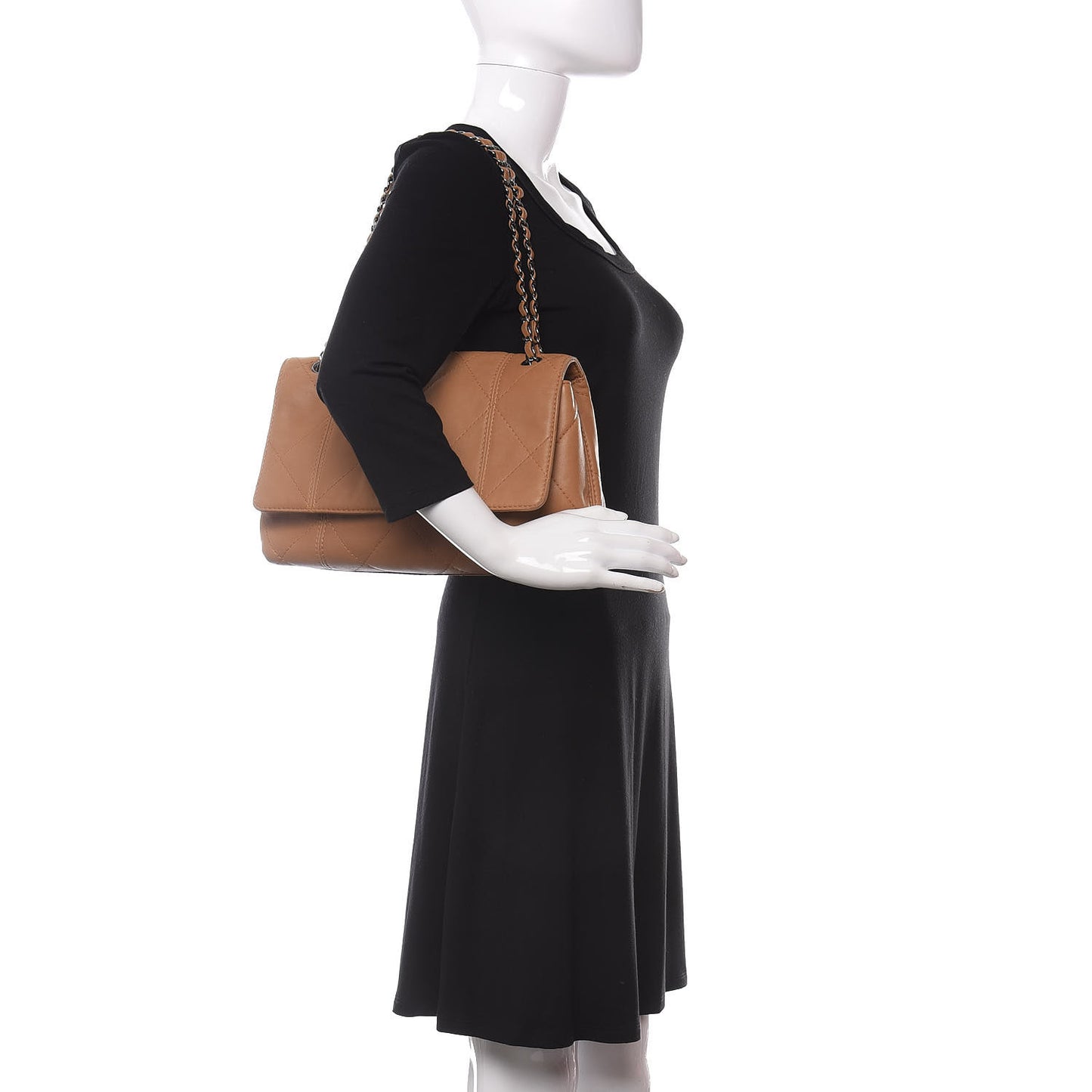 Lambskin Quilted Large Soft Touch Flap Beige