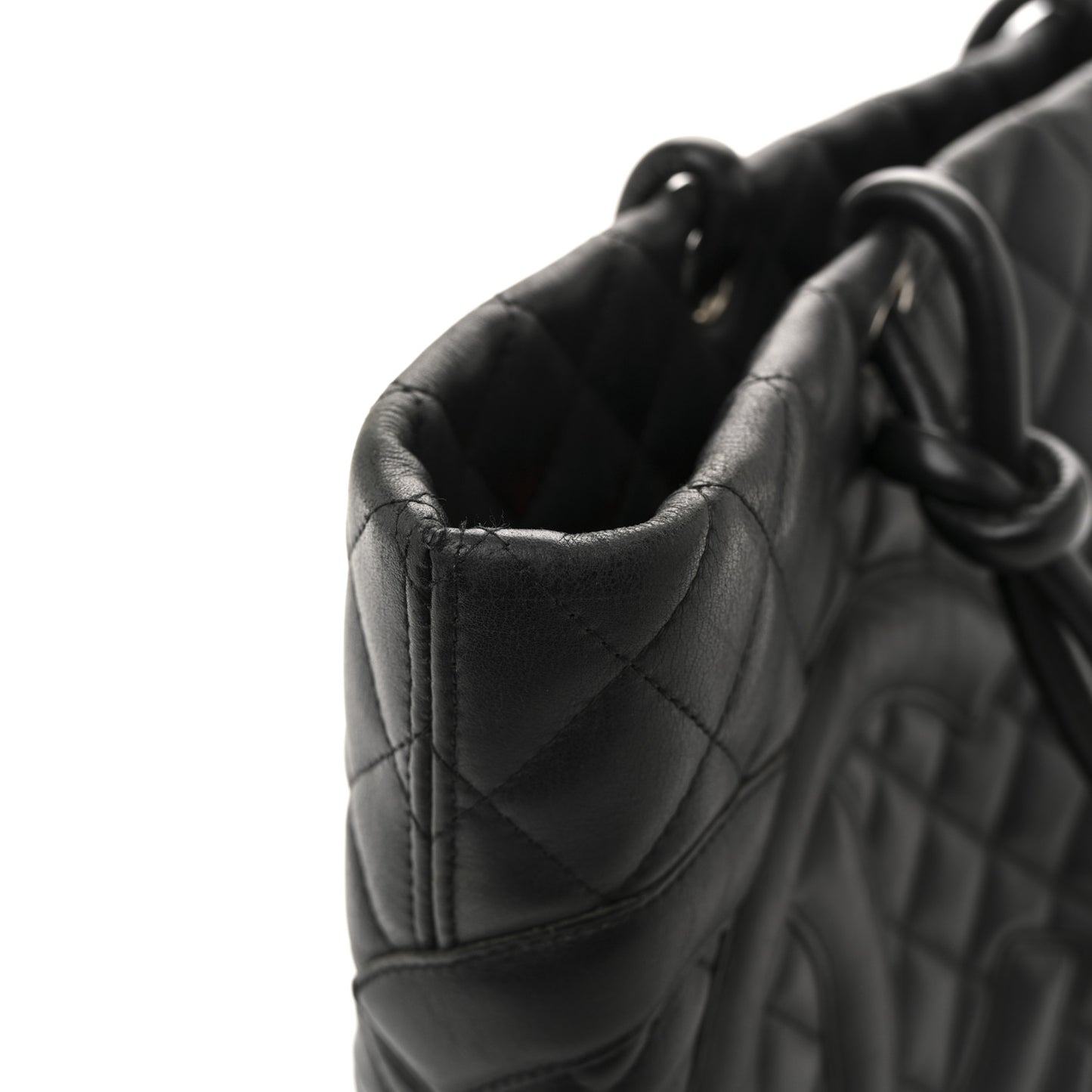 Calfskin Quilted Large Cambon Tote Black