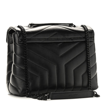 Saint Laurent Calfskin Y Quilted Monogram Small Loulou Chain Satchel Black 3 of 9