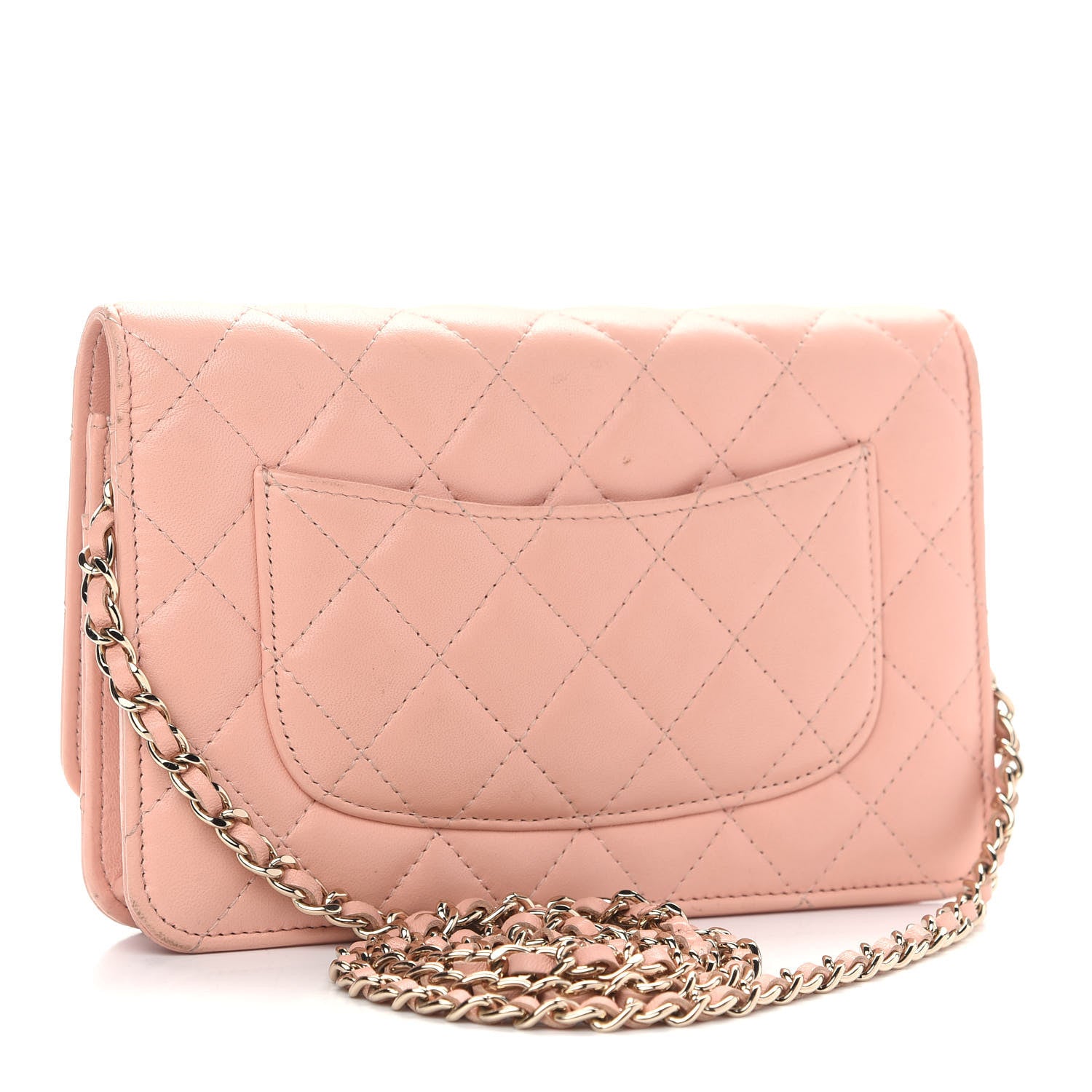 Chanel Lambskin Quilted Wallet on Chain WOC Pink 3 of 12