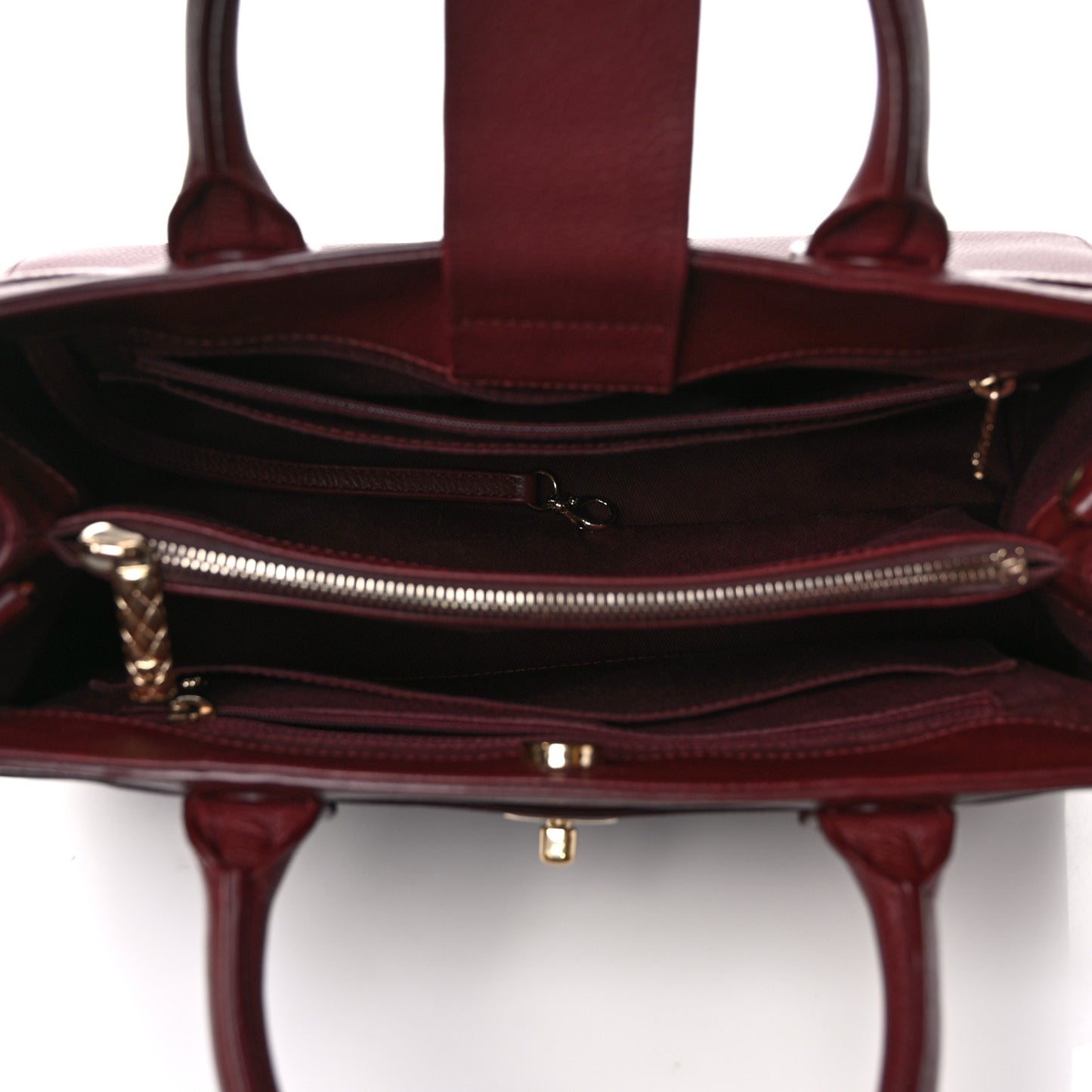 Grained Calfskin Small Neo Executive Shopper Tote Burgundy