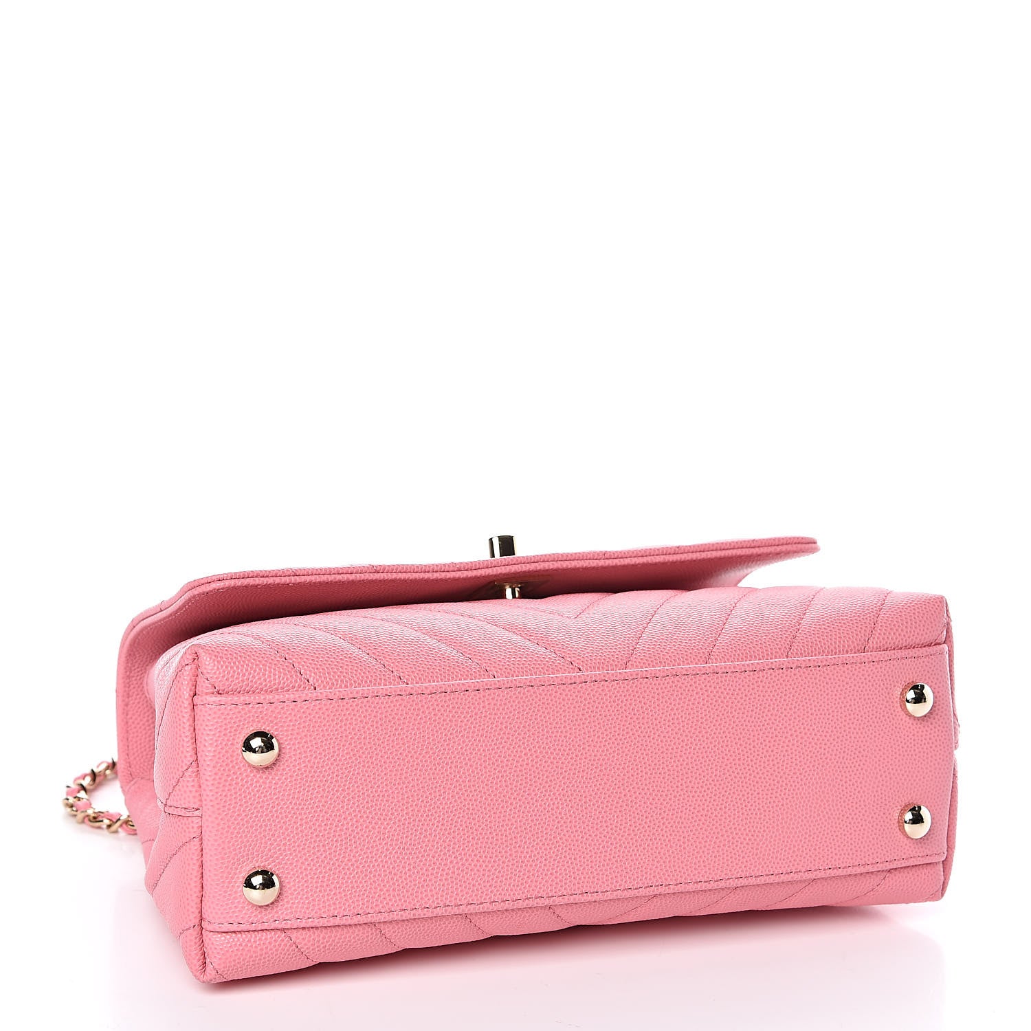 Chanel Caviar Chevron Quilted Mini Coco Handle Flap Pink 4 of 11