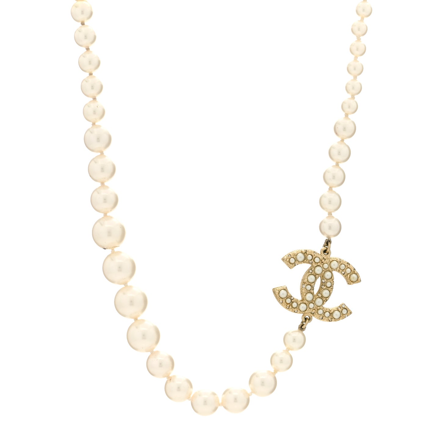 Pearl CC 100th Anniversary Necklace Light Gold