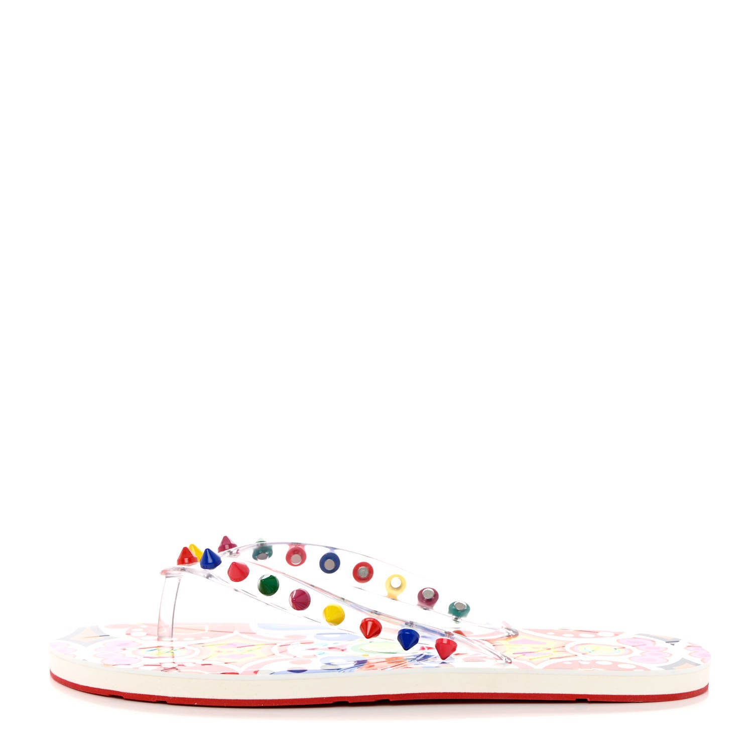 Christian Louboutin Rubber Spike Bengale Loubi Donna Flip Flop 40 White Multicolor 1 of 13