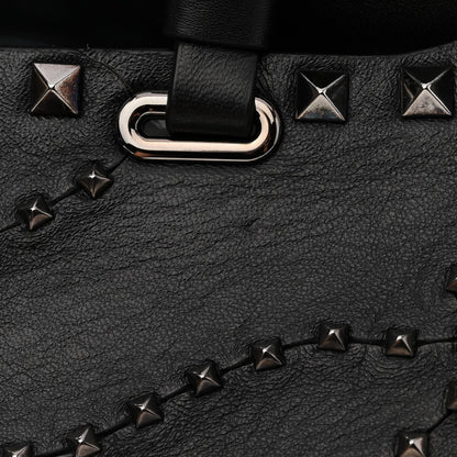 Valentino Garavani Vitello Studded Medium Rockstud Tote Black 10 of 11