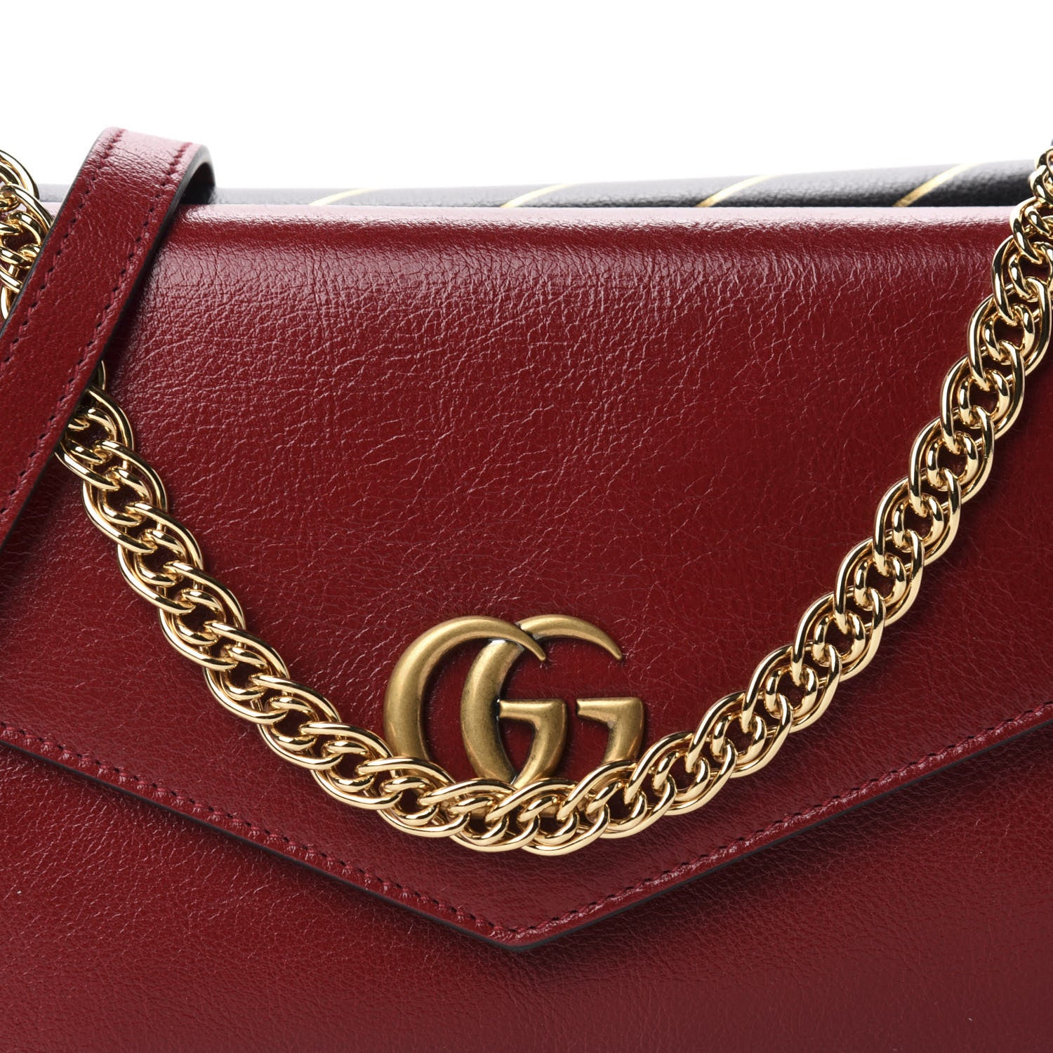 Gucci Calfskin Diagonal GG Medium Thiara Double Envelope Shoulder Bag Black Red 11 of 11