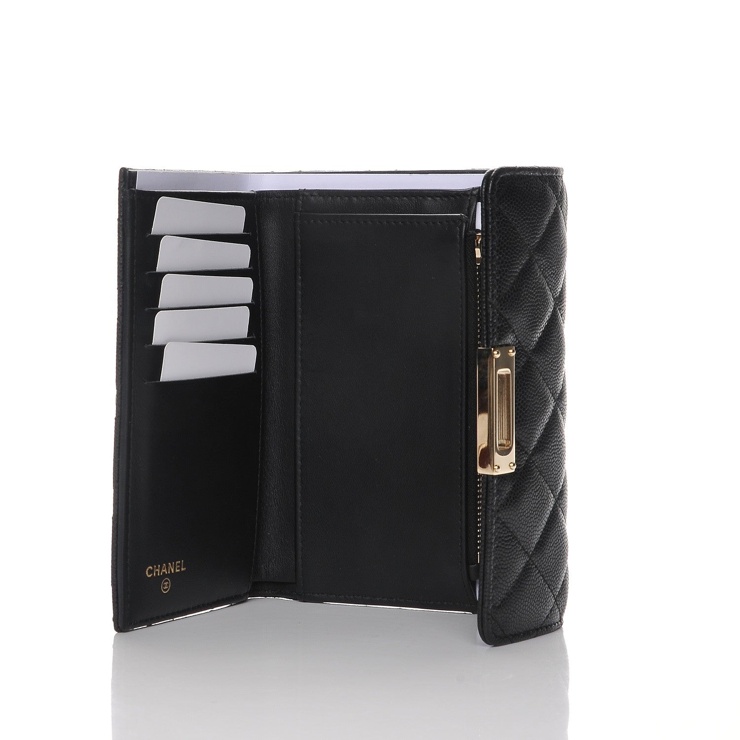 Chanel Caviar Quilted Small Golden Class Flap Wallet Black 6 of 10