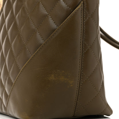 Chanel Calfskin Snakeskin Quilted Small Cambon Tote Khaki 21 of 23