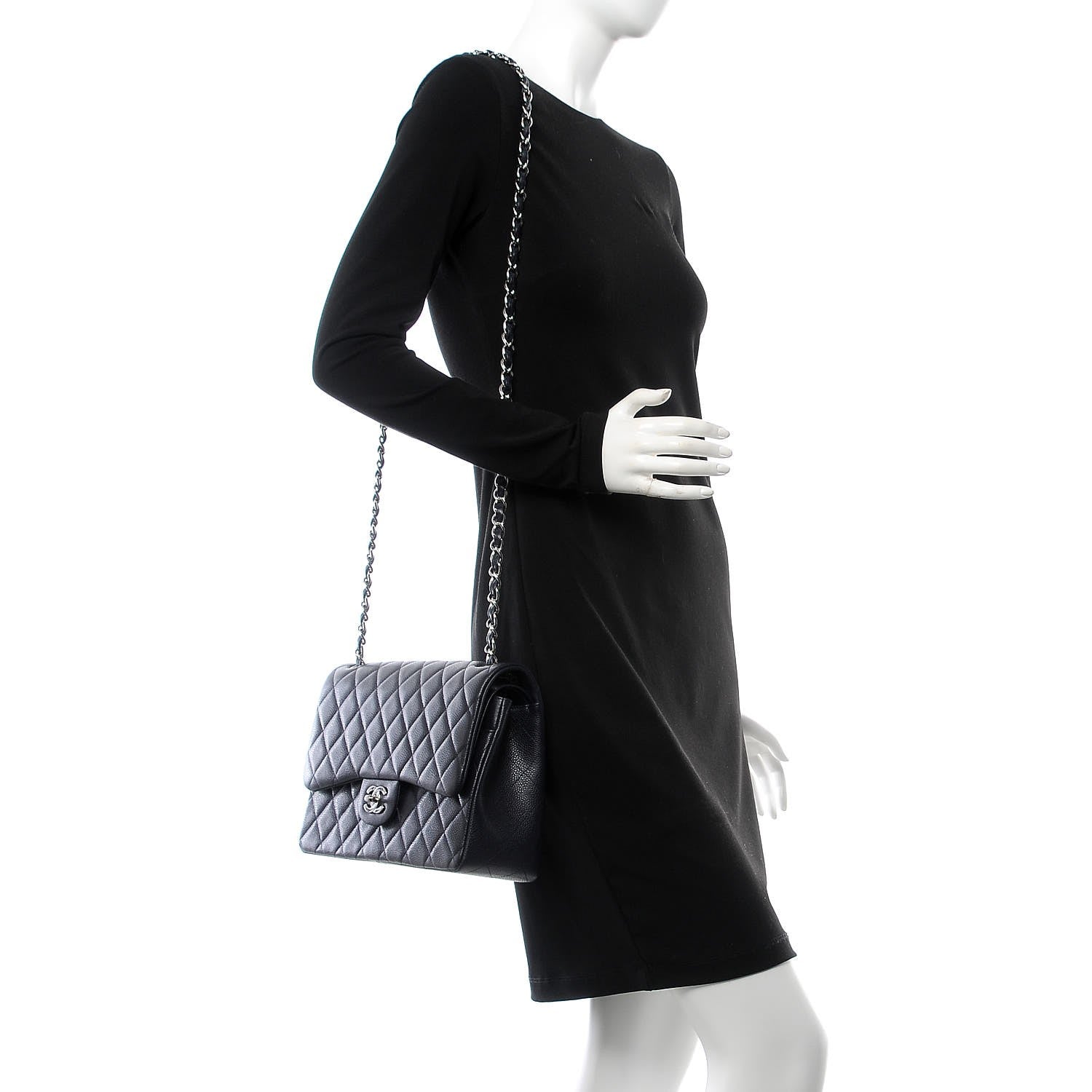Chanel Caviar Quilted Jumbo Double Flap Dark Purple 2 of 8