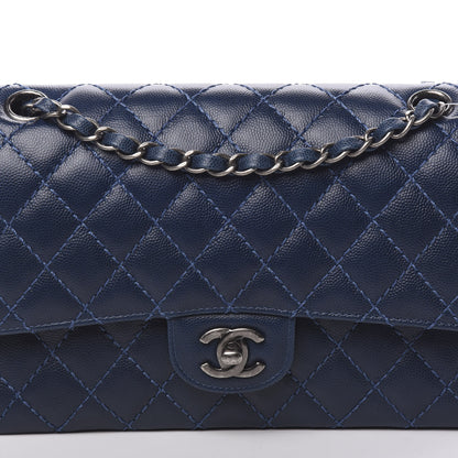 Chanel Caviar Quilted Medium Double Flap Dark Blue 9 of 12