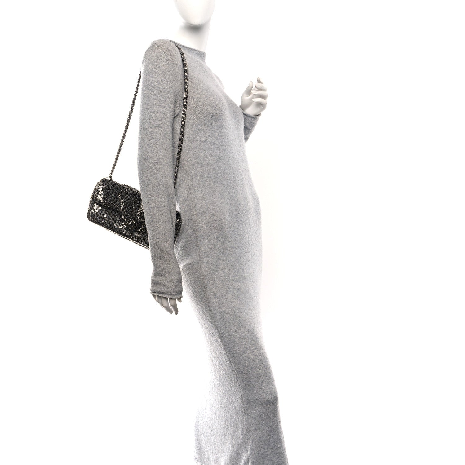 Chanel Sequin East West Flap Dark Silver 2 of 11