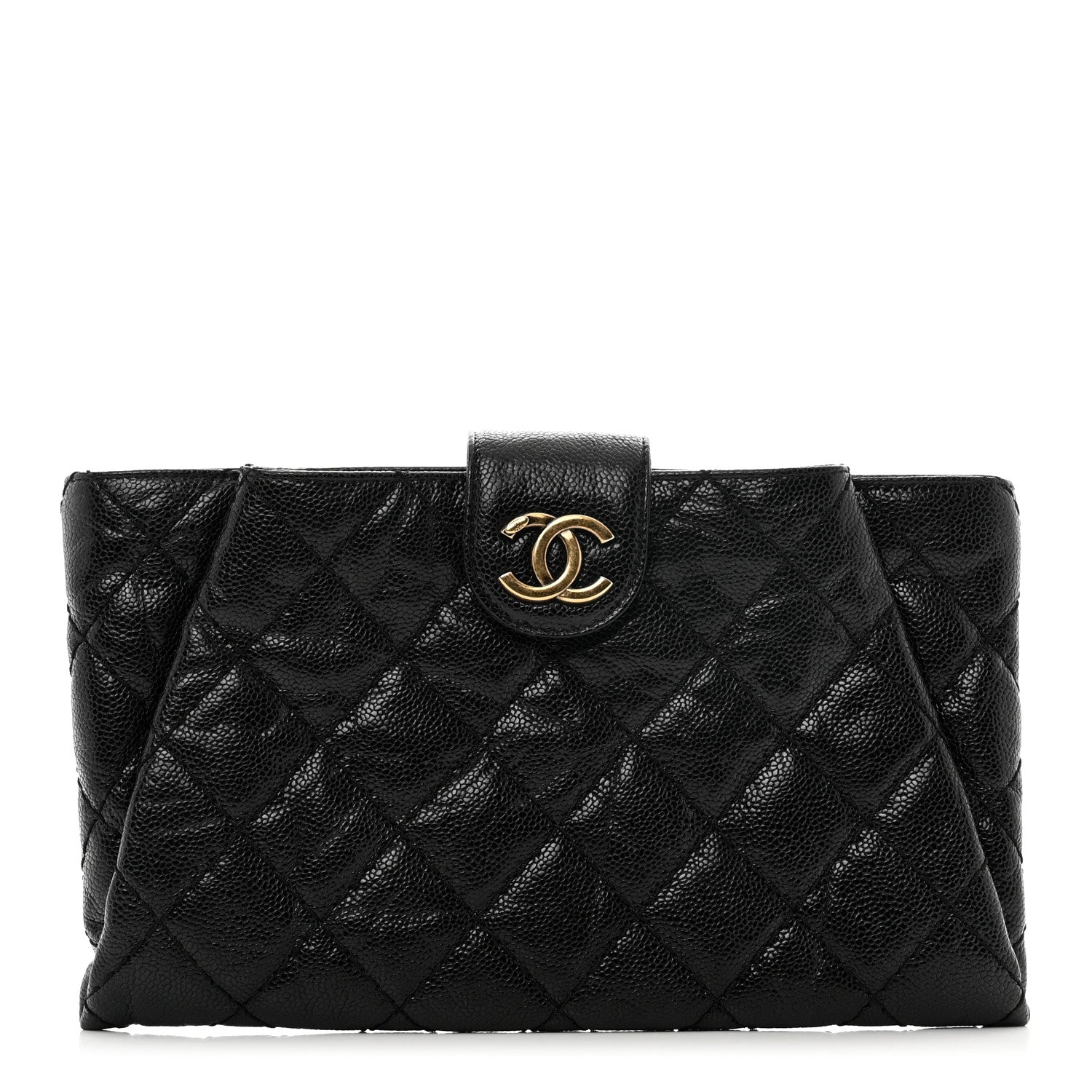 Chanel Caviar Quilted Coco Pleats Clutch Black 1 of 8