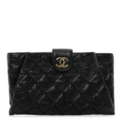 Chanel Caviar Quilted Coco Pleats Clutch Black 1 of 8