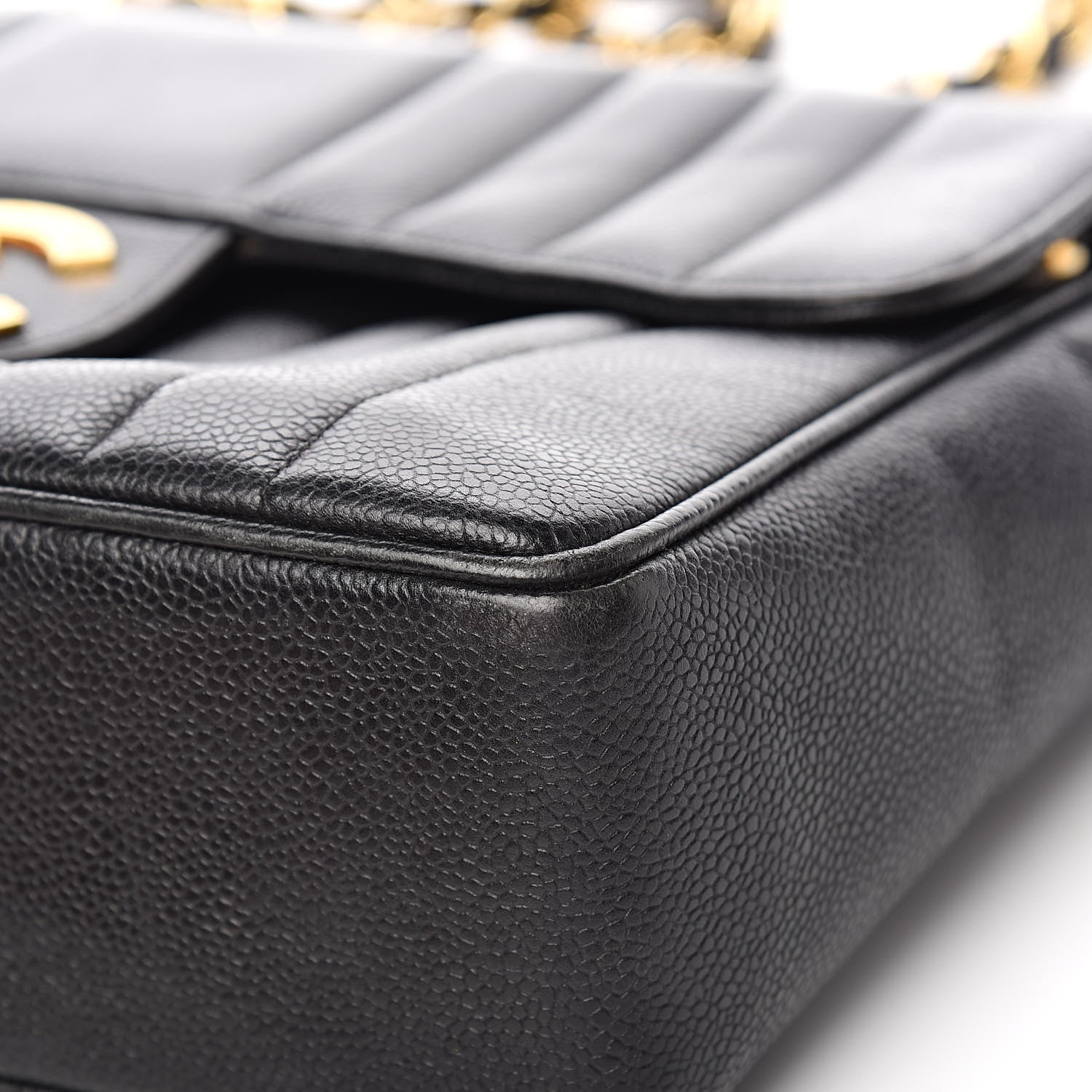 Chanel Caviar Vertical Quilted Jumbo Single Flap Black 12 of 15