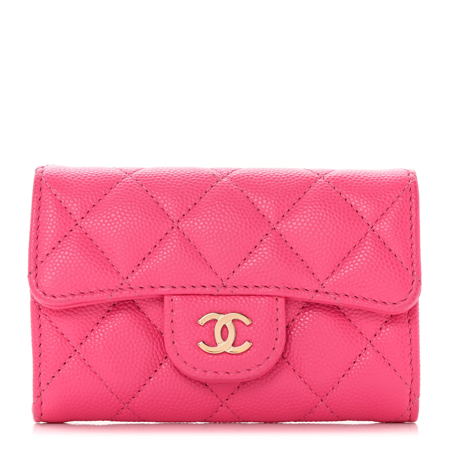 Chanel Caviar Quilted Flap Card Holder Wallet Pink 1 of 9