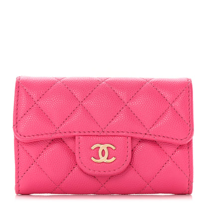 Chanel Caviar Quilted Flap Card Holder Wallet Pink 1 of 9