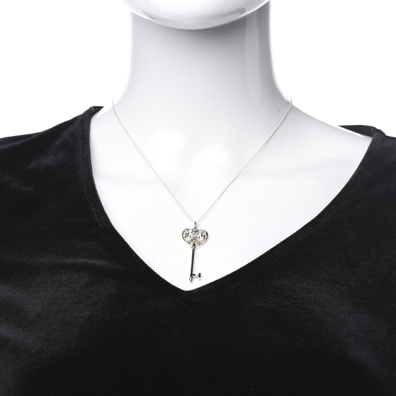 Tiffany Sterling Silver Enchant Heart Key Pendant Necklace 2 of 7