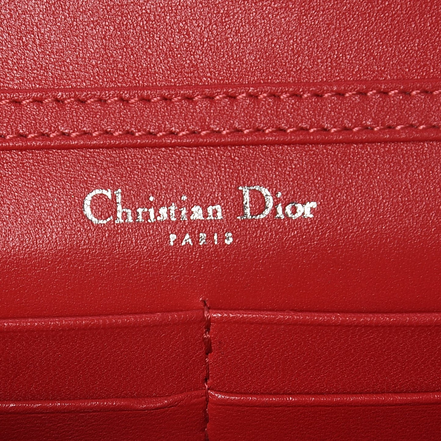 Grained Calfskin Diorama Wallet on Chain Pouch Rouge Vif