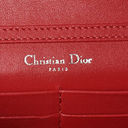 Christian Dior Grained Calfskin Diorama Wallet on Chain Pouch Rouge Vif 6 of 13