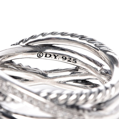 David Yurman Sterling Silver Diamond Rose Quartz 16mm Cable Wrap Ring 55 7.25 5 of 7