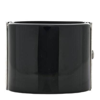 Chanel Resin Crystal Feather CC Camellia Wide Cuff Black 2 of 4