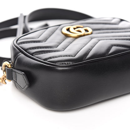 Gucci Calfskin Matelasse Mini GG Marmont Chain Shoulder Bag Black 8 of 11