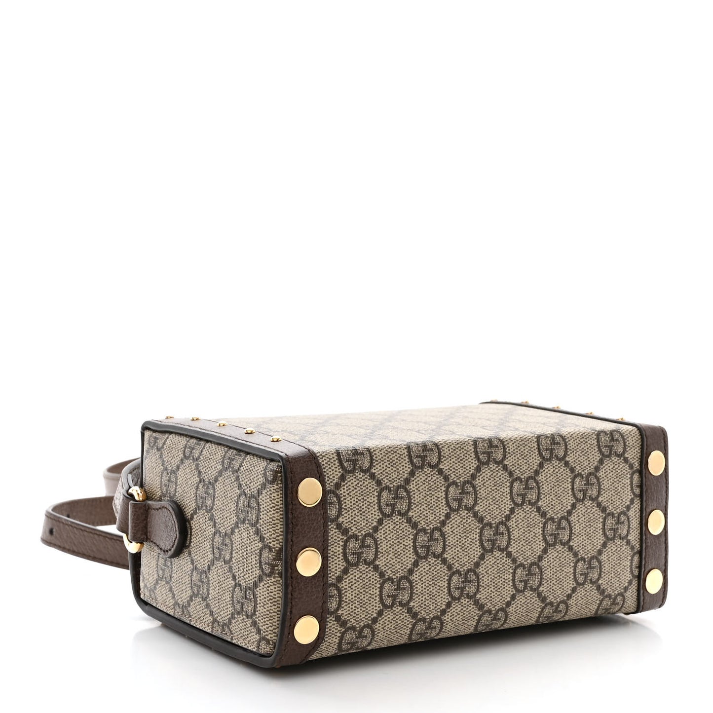 GG Supreme Monogram Textured Dollar Calfskin Mini Trunk Shoulder Bag Beige Ebony New Acero