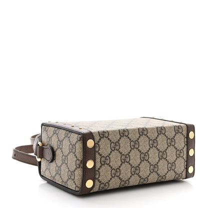 Gucci GG Supreme Monogram Textured Dollar Calfskin Mini Trunk Shoulder Bag Beige Ebony New Acero 4 of 11
