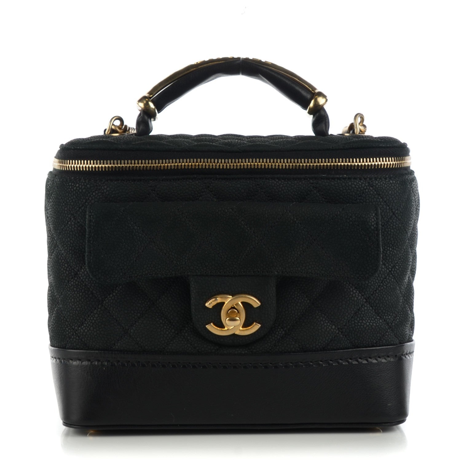 Chanel Iridescent Grained Calfskin Quilted Globe Trotter Vanity Case Black 1 of 8