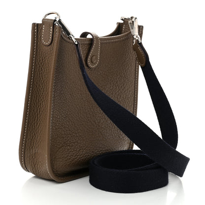Hermes Taurillon Clemence Amazone Evelyne TPM Etoupe Bleu Indigo 3 of 11