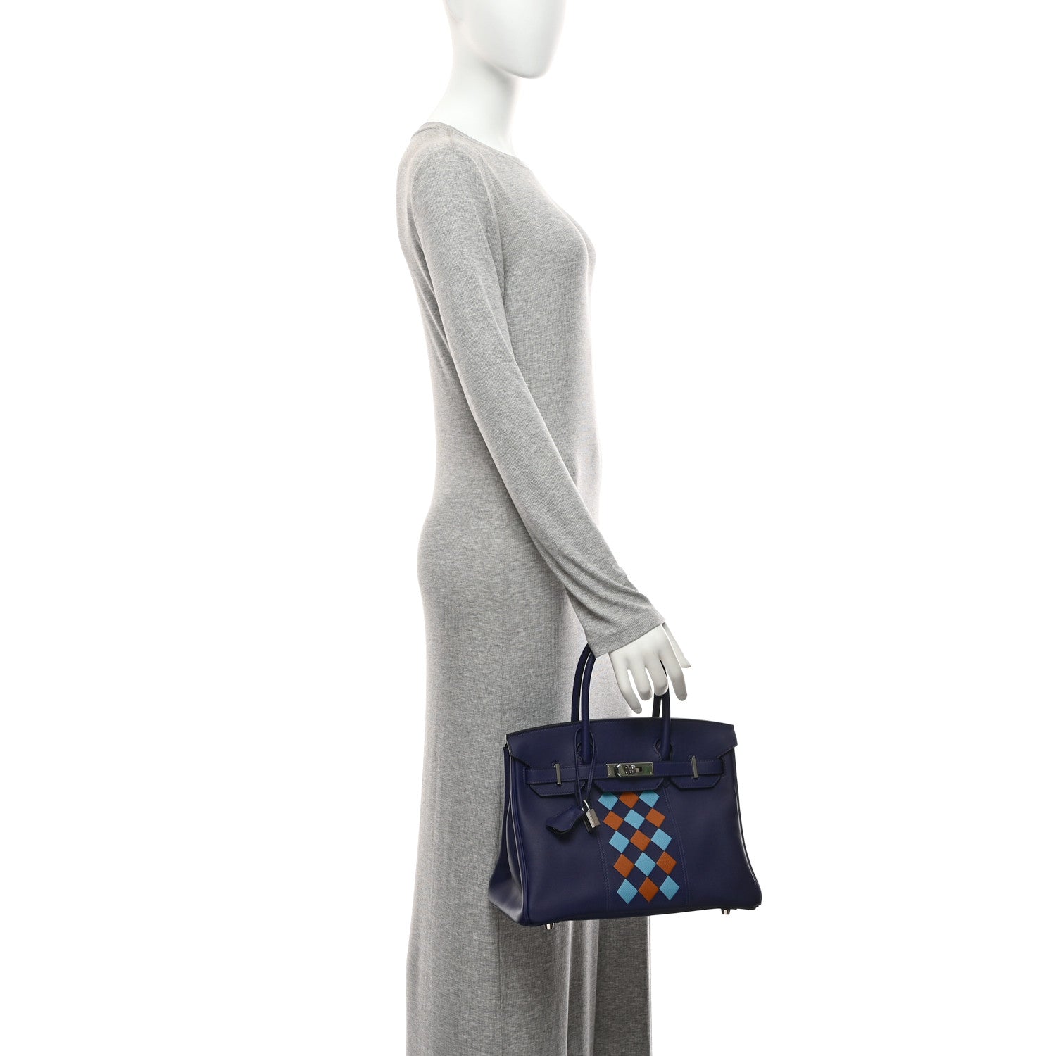 Hermes Swift Epsom Tressage Birkin 30 Bleu Encre Bleu Du Nord Gold 2 of 10